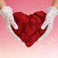 thumbnail image 4 of Leodye 1PCS Puffy Heart Throw Pillow Mingled Threads 3D Heart Shape Home Decor Valentine's Day Soft Plush Love Pillow for Sofa Bed, 4 of 6