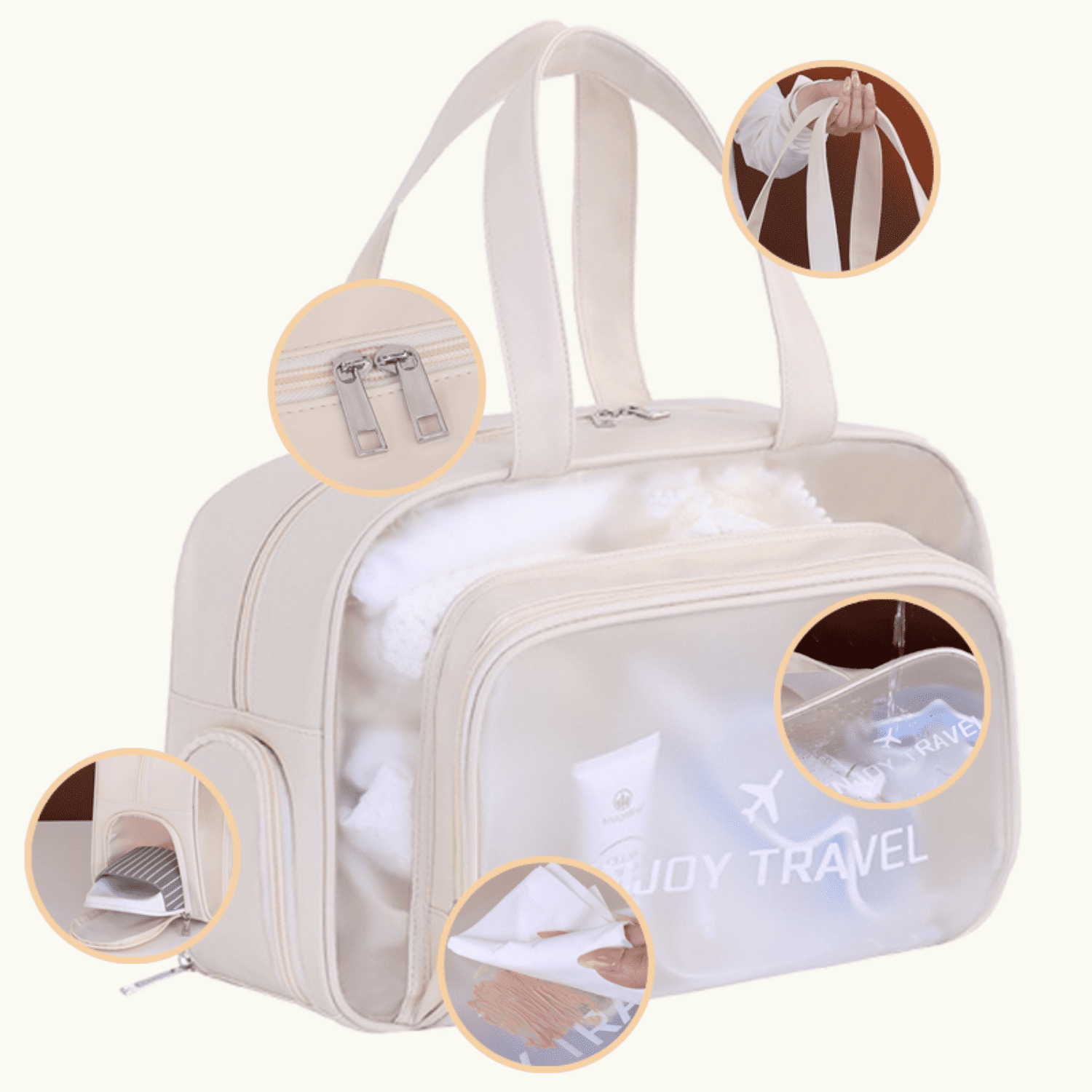 Waterproof Swim Bag with Wet Dry ​Shoe Compartment Cosmetic Bag for Beach Gym Sports Travel Storage Toiletries Makeup Organizer