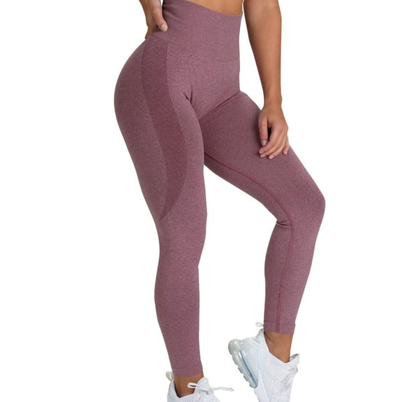 Povozer Leggings for Women High Waisted Leggings Non See Through Workout Yoga Pants(Wine,L)