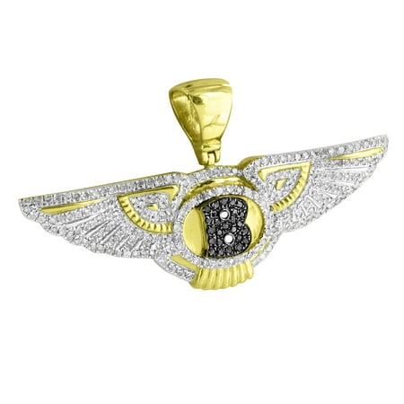 Luxury Car Logo Pendant 10k Yellow Gold Angel Wings 1.0