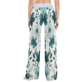 thumbnail image 5 of Women's Long Sleep Pants Home Pants Sleep Pants Wide-Leg Pants Design Elastic Fabric Casual Pants M Cartoon Turquoise Flowers, 5 of 7