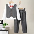 thumbnail image 2 of Mikilon Boys Suit Sets Size 3-6 Years Bow Neck Long Sleeve White Undershirts V-Neck Sleeveless Suit Jackets Elastic Waist Wide Leg Suit Pants Thermal Outfit Sets, 2 of 9
