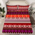 thumbnail image 2 of Feelyou Western Boho Aztec Bed Sheets for Teens, Red Tribal Square King Sheets, Vintage Fashion Style Sheet Set, Microfiber Bedroom Decor, 4 Pieces, 2 of 7