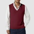 thumbnail image 2 of GHSOHS Mens Sweater Trendy Hoodies Red Sweaters for Men Sweater Vest V Neck Plain Casual Slim Sleeveless Vest Youth Knitted Sweater For Men Raglan Sleeve Knitwear Sweater Turtleneck Men Pullover,3XL, 2 of 6