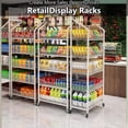 thumbnail image 3 of 5 Tier Metal Retail Display Rack, Floor Stand for Snack Display, Storage Shelf Organizer for Potato Chip Snack, Concession Stands with Wheels and Hooks, 3 of 8