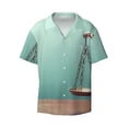 thumbnail image 2 of Lsque Vintage Brass Balance Scale print Men's Cuban Collar Short Sleeve Shirt Summer Beachwear Casual Button Down Fashionable Vacation Leisure Shirt-Medium, 2 of 7