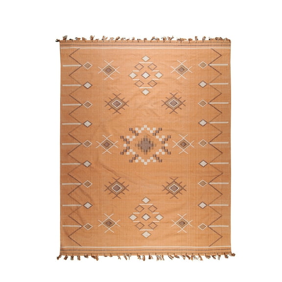 EORC EI01CO8X10 Hand-Knotted Cotton Flat Weave Rug, 7'9 x 9'9, Coral Area Rug