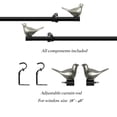 thumbnail image 3 of MERIVILLE 3/4" Diameter Farmhouse Single Window Treatment Curtain Rod, Pewter Bird Finials, 28"-48", Black Rod, 3 of 5