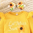 thumbnail image 5 of HWJAD Little Miss Newborn Baby Girl Clothes Infant Outfits Romper Floral Fall Outfit Sunflower Pant Hat Headband Sets, 5 of 8