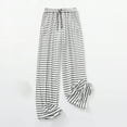 thumbnail image 2 of Kaemgyyd Women's Pajama Pants Striped Print Comfy Stretch Palazzo Loungewear Drawstring Pj Bottoms Wide Leg Pocket Sleepwear, 2 of 3