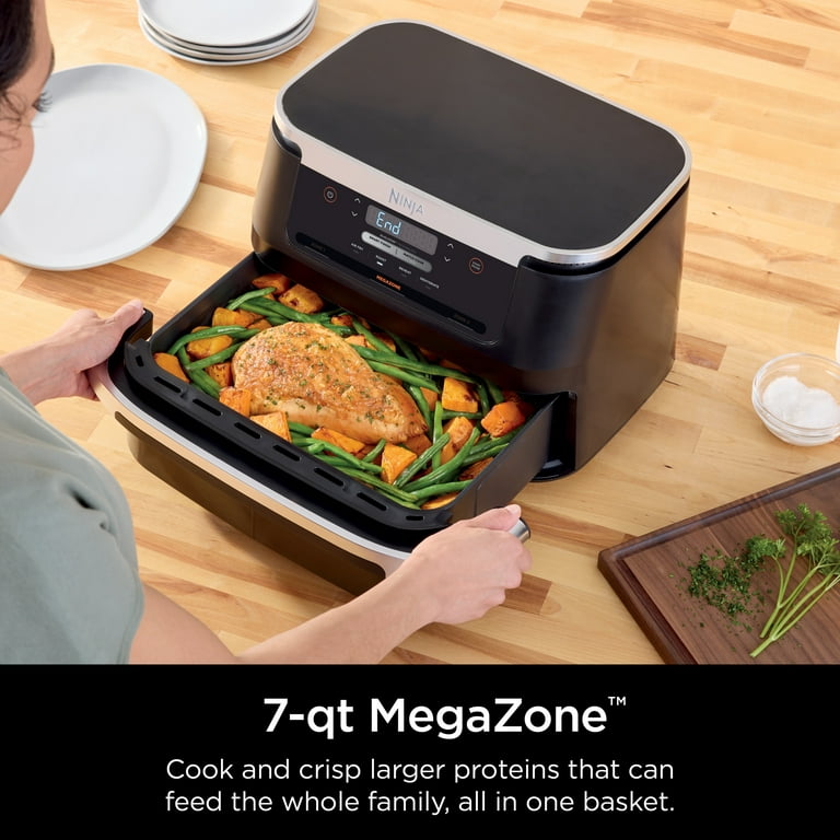  Ninja DZ071 Foodi 6-in-1 DualZone FlexBasket Air Fryer with  7-QT MegaZone & Basket Divider, Large Proteins & Full Meals, Smart Finish  Cook 2 Foods 2 Ways, Large Capacity, Air Fry, Bake