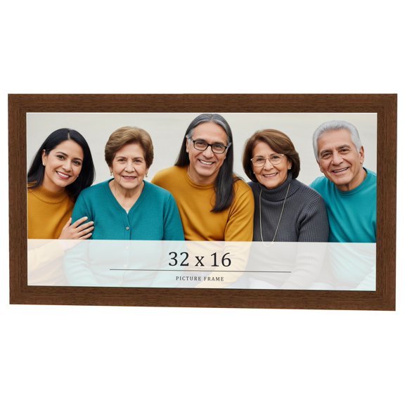 32x16 Brown Real Wood Picture Frame Width 1.25 inches | Interior Frame Depth 0.5 inches | Galvin
