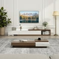 thumbnail image 6 of ChVans Extendable TV Stand for 85/100/120 inch TV, 82"-110" Wood Reversible TV Media Console with 3 Drawers, Modern Entertainment Center for Living Room,Bedroom, White-Walnut, 6 of 6