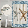 thumbnail image 5 of Xipuska Blue Beige Coastal Beach Shower Curtain - Water Repellent Fabric Shower Curtains Washable, Summer Vintage Starfish Decorative Polyester Cloth Bathroom Curtains Modern Bath Decor 66"x72", 5 of 6