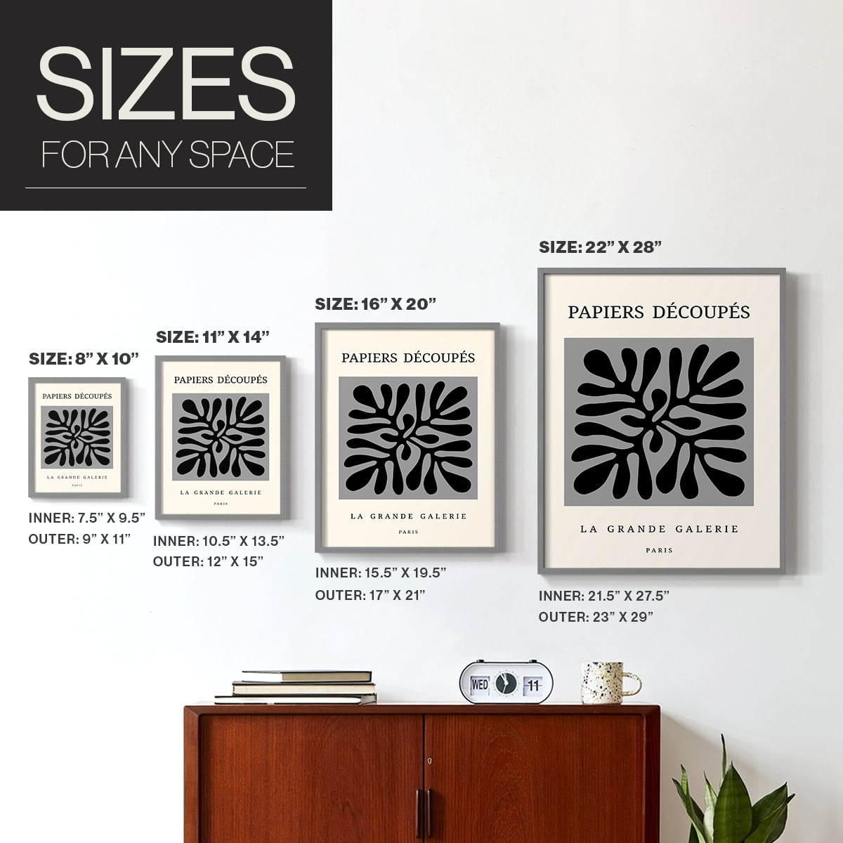 Matisse CCCXCVI in Gray Solid Wood 16 x 20 Framed Print