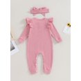thumbnail image 2 of nvzhuang Baby Girl Outfit, Long Sleeve Crew Neck Jumpsuit with Headband Baby Clothes, 2 of 8