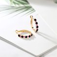thumbnail image 4 of Gem Stone King 18K Yellow Gold Plated Silver Women Hoop Earrings Black Diamond Pink Sapphire (1.40 Cttw, Round Cut, 3/7 inch Diameter), 4 of 4