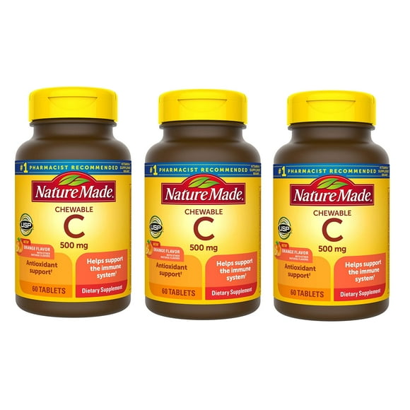 Nature Made Vitamin C 500 mg, 60 Chewable Tablets , 3 Packs
