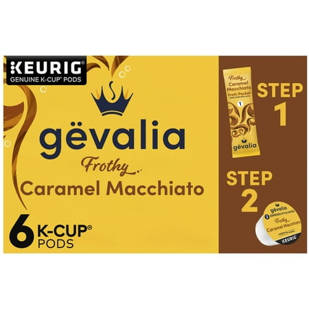 Photo 1 of Gevalia Frothy 2-Step Caramel Macchiato Espresso K-Cup® Coffee Pods & Froth Packets Kit, 6 ct Box