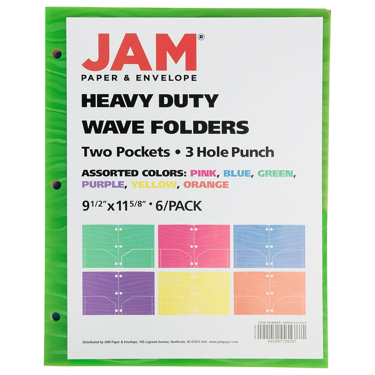 Jam 6pk Heavy Duty 3 Hole Punch 2 Pocket School Presentation Paper Folder  Primary : Target