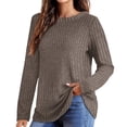 thumbnail image 2 of Pxiakgy long sleeve shirts for women Women's Long Sleeve Shirts Crewneck Tunic Tops Lightweight Fall Sweaters womens long sleeve tops shirts for women gifts for women Khaki + M, 2 of 5