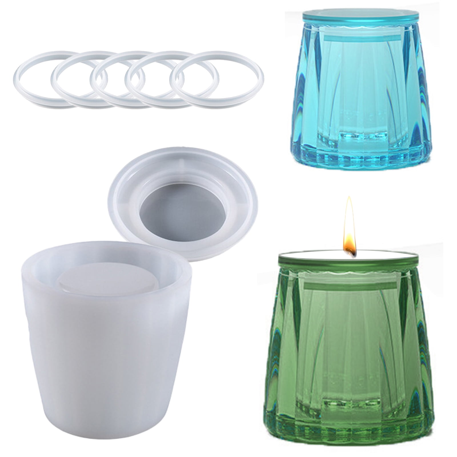 LingStar Silicone Candle Jar Molds With Lids Reusable Candle Making