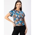 thumbnail image 2 of Moomaya Round Neck Short Sleeve Printed Loose Fit Top - Women's Casual Top, 2 of 9