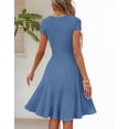 thumbnail image 4 of Merokeety Womens Summer Dresses Ribbed Crewneck A Line Mini Dress Dustyblue m, 4 of 5