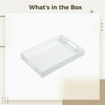 thumbnail image 5 of White Acrylic Tray with Handles, 12.6 × 8.3 x 1.2 in Large Tray for Ottoman Coffee Table, Waterproof Coffee Table Tray for Kitchen Bedroom Party, 5 of 5
