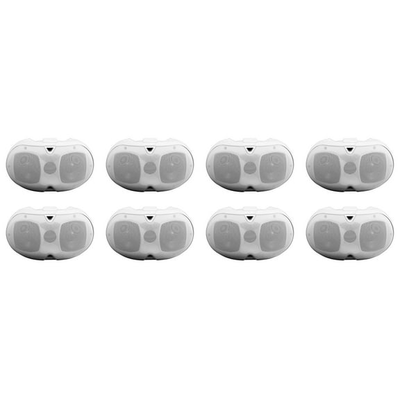 (8) Rockville D4-16 White Dual 4" 16-ohm Swivel Outdoor Home Patio Speakers