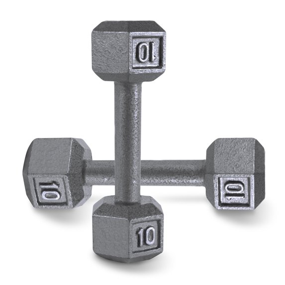 WF Athletic Supply Cast Iron Solid Hexagon Gray Dumbbells, Strength Training Free Weights Set of 2, Sold by Pairs for Full Body Workout, Multiple Options Available