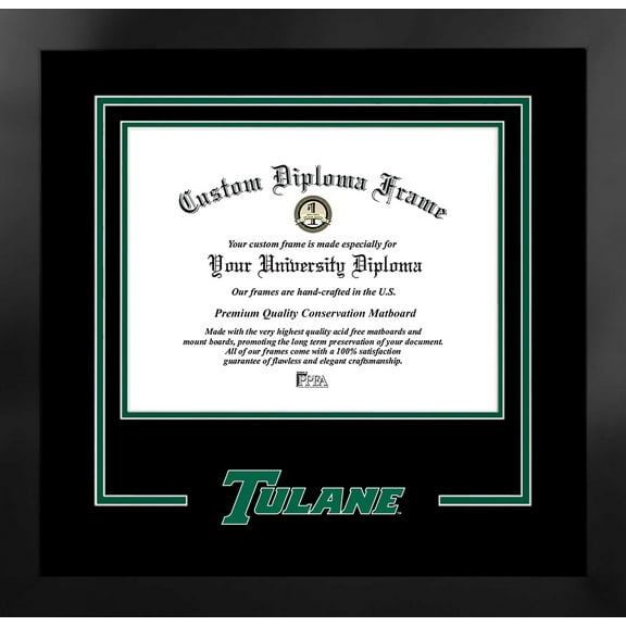 Tulane University 11w x 8.5h Spirit Diploma Manhattan Black Frame with Bonus Campus Images Lithograph (value savings $59)