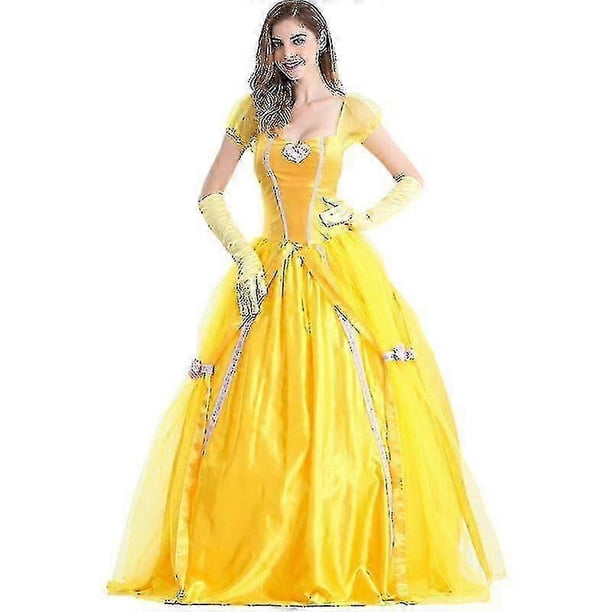 26-27 Beauty And The Beast Clothing Belle Dress For Women Adult Belle Skirt Halloween Cosplay Belle Dress Gloves Set Belle Clothing - JA
