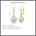 thumbnail image 5 of Gem Stone King 18K Yellow Gold Plated Silver White Simulated Opal Leverback Dangle Earrings for Women (1.20 Cttw, Gemstone October Birthstone, Oval Cabochon 9X7MM), 5 of 5