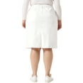 thumbnail image 3 of Agnes Orinda Women's Plus Size Denim Skirt Slash Pocket Elastic Waist Back Flared Vent Jeans Skirts 3X White, 3 of 7