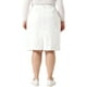 thumbnail image 3 of Falda de mezclilla para mujer de talla grande Agnes Orinda con bolsillos laterales, cintura elástica y abertura acampanada, talla 1X, blanca, 3 of 7
