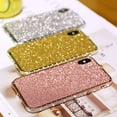 thumbnail image 3 of Compatible with iPhone XR Bling Glitter Case for Women Cute Diamond Rhinestone with Shiny Sparkly Sticker Skin Plating Metal Bumper Frame Edge Protective Cover Girly Fashion Luxury Case Gold, 3 of 11