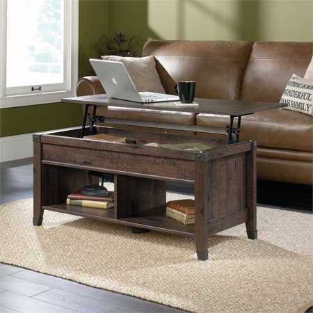 Sauder Carson Forge Lift Top Coffee Table In Coffee Oak