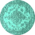 thumbnail image 1 of Ahgly Company Machine Washable Indoor Round Oriental Turquoise Blue Industrial Area Rugs, 7' Round, 1 of 4