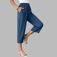 thumbnail image 6 of BUIGTTKLOP Capris Pants for Women Casual Summer 2026 Straight Wide Leg Loose Drawstring Elastic Waist Cropped Trouser, 6 of 6