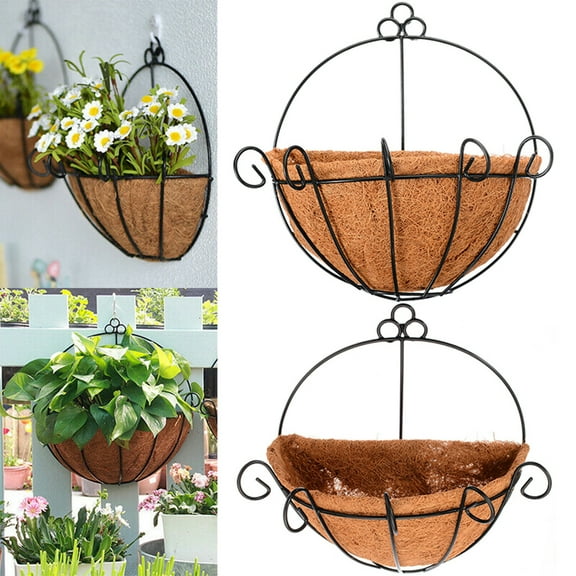 Walbest Outdoor Indoor Plant Hanging Planter, Wicker Rattan Flower Basket Plant Pot Holder Home Wall Hanging Garden Decor