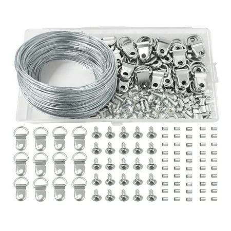 

Stainless Boxed European Style Seamless Wall Photo Frame Pendant Hook Wire Rope Set Hanging Hooks Kit