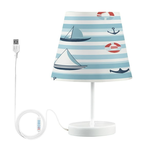 Ryvnso LED Bedside Table Lamp Anchors Stripes Bedroom Desk Lamps Nightstand Lampshade M