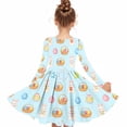 thumbnail image 7 of Xdegoge Happy Easter Dress for Kids Girls Cute Bunny Egg Basket Printed Tween Sundress Knee Length A Line Long Sleeve Spring Holiday Festival Outfit Casual School Party Wear for Teen, 7 of 7