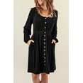 thumbnail image 4 of Women's Black Button Up High Waist Long Sleeve Dress, 4 of 20