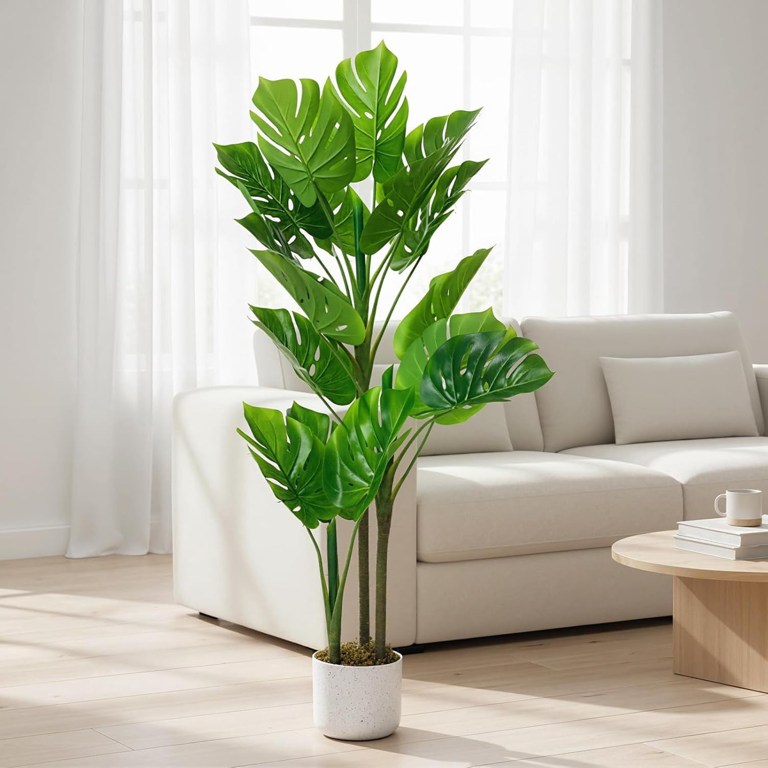 Accreate 3.6 ft Artificial Monstera Plant in Pot, Indoor Faux Tropical Plants, Fake Decorative Evergreen Potted Floor Tree for Living Room Porch Entryway Office Decro