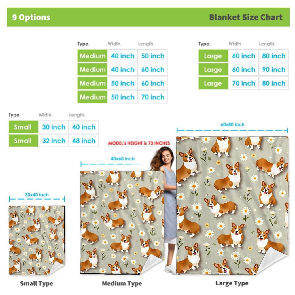 Corgi Dog Print Flannel Throw Blanket 280GSM, Soft Plush Lightweight All-Season Blanket for Sofa Bed Travel Outdoor, Cozy Warm Bedspread for Corgi Lovers