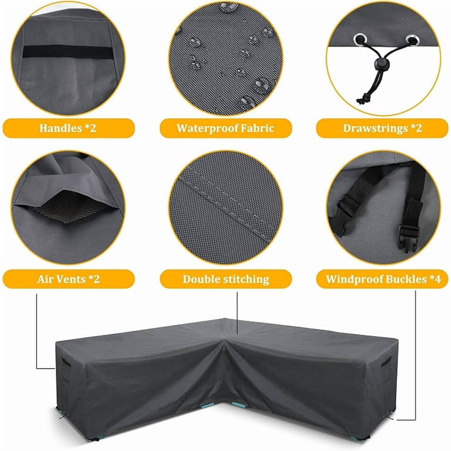 STARTWO Patio V-Shaped Furniture Sectional Sofa Cover Thickened 600D Heavy Duty Waterproof Outdoor Cover