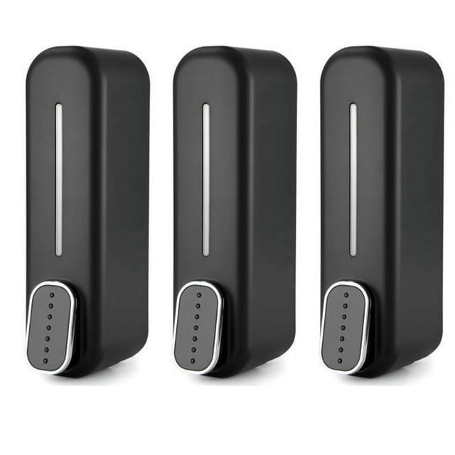 3X Dispensador de Jabón de Montaje En Pared, Dispensador de Gel de Ducha de Champú LíQuido para Manos de 350 Ml Negro