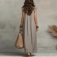 thumbnail image 4 of longantii Summer Dresses for Women 2026 Sleeveless V Neck Ruffle Cap Sleeve Long Dress with Pockets Beach Vacation Outfits Light Gray XL, 4 of 5